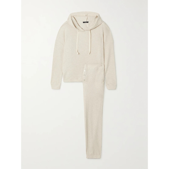 Rails Murray Beige Waffle-Knit Hoodie And Track Pants Set Size XS - Picture 1 of 6